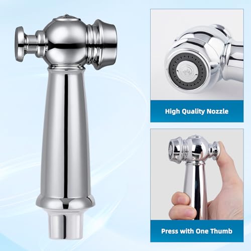 Universal Kitchen Sink Side Sprayer Head with Hose/Holder/Adapters, Chrome | Sink Faucet Sprayer Attachment Compatible with Moen/Delta, Side Sprayer Head with Quick Connector, NSF/ANSI/CAN 372 Certified - color: Chrome Finished, style: One-Thumb Press
