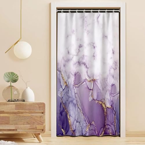Purple Marble Stall Waterproof Shower Curtain 48x72 inches | RV Small Shower Curtain Set for Bathroom, Abstract Modern, Machine Washable, Easy to Install with Hooks, Lavender Ombre - color: Purple, size: 48"W x 72"L (Pack of 1)