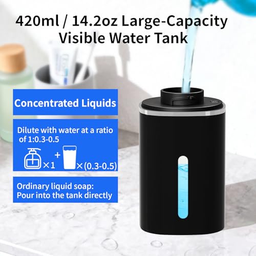 Automatic Liquid Soap Dispenser, Touchless 4 Levels (Black, Liquid) | 14.2 oz Capacity, 4 Adjustable Levels, Liquid Hand Soap Dispenser, Kitchen and Bathroom Accessory - color: Black, size: Liquid