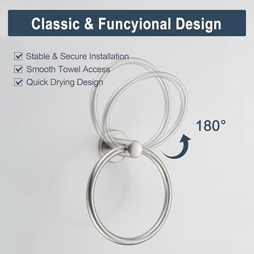 BGL Towel Ring Brushed Nickel, Bath Hand Towel Ring Stainless Steel Round Towel Holder for Bathroom - color: Brushed Nickel