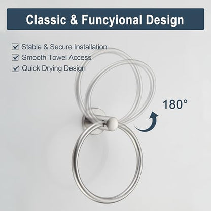 BGL Towel Ring Brushed Nickel, Bath Hand Towel Ring Stainless Steel Round Towel Holder for Bathroom - color: Brushed Nickel