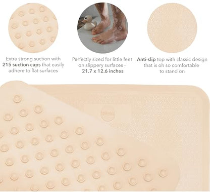 HEVEA Baby & Toddler Bath Mat - 100% Natural Rubber Non Slip Bathtub Mat for Baby - Upcycled, Danish Design - Safe & Sustainable Bathroom Essential (Sand) - color: Sand, size: 21.7" x 12.6" (Rectangular)