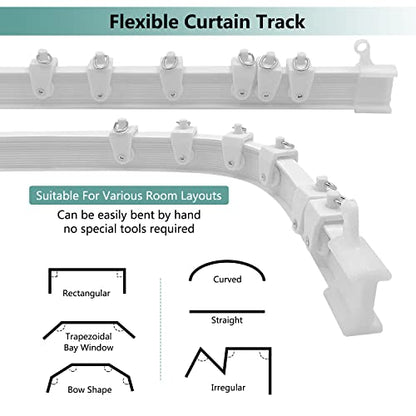 Ceiling Curtain Track, Flexible Bendable Curtain Track 20 Ft Curved Curtain Rail Ceiling Wall Mount Silding Ceiling Track Set System for Bay Window, Room Divider - color: White, size: 20Ft