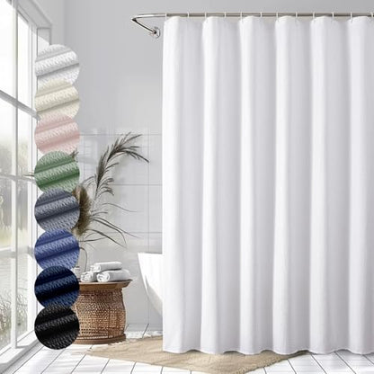 Berry White Shower Curtain, Embossed Textured Fabric Shower Curtain for Bathroom - Soft Cloth & Hotel Spa Luxury, Water Repellent, Machine Washable Shower Curtain, 72X72, White - color: White, size: 72"W x 72"L (Pack of 1)