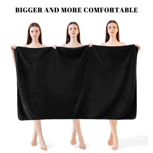 Bath Towels Set of 4 Extra Large 35 x 70 Inches,Luxury Thick High Absorbent and Quick Dry Bath Sheet,Ultra Soft Microfiber,Bathroom,Beach,Yoga,Sport,SPA,Fitness (Black) - color: Black, style: 4 Piece Bath Towels