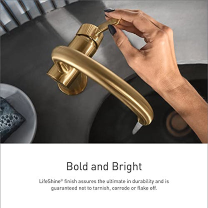 Moen Voss Brushed Gold Transitional Two-Handle High Arc Centerset Bathroom Faucet for 4-Inch 3-Hole Setup, 6901BG - color: Brushed Gold, size: 4 Inch
