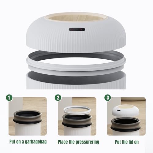 URALFA Bathroom Trah Can with Lid, Motion Sensor Trash Can Touchless | 3 Gallon Automatic Bathroom Garbage Can, Smart Trash Bin for Bedroom, Office, Restroom, Removable Legs, White and Gold - color: White