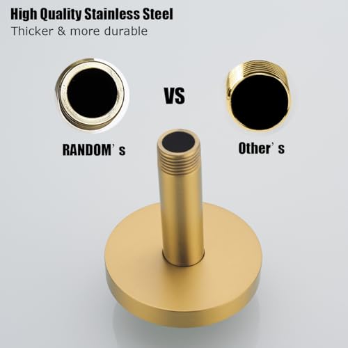 RANDOM Champagne Bronze Shower Arm with Flange 4 Inches Ceiling Mount Shower Head Extension Straight Arm Ceiling-Mounted For Fixed Shower Head.RD91038-4CB - color: 4″ Champagne Bronze(Round Flange)