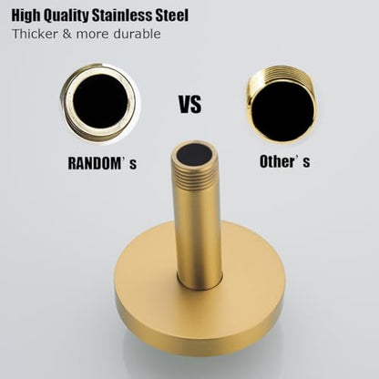 RANDOM Champagne Bronze Shower Arm with Flange 4 Inches Ceiling Mount Shower Head Extension Straight Arm Ceiling-Mounted For Fixed Shower Head.RD91038-4CB - color: 4″ Champagne Bronze(Round Flange)