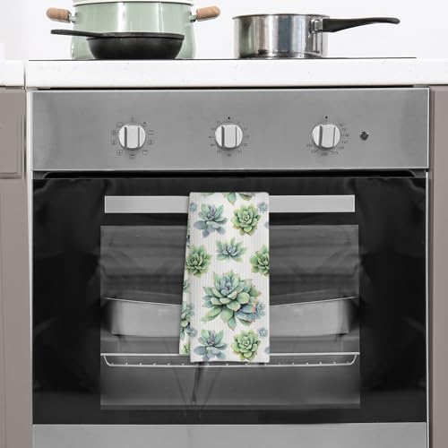 Sage Green Succulent Plant Hand Towels for Bathroom Kitchen, Green Botanical Kitchen Dish Towels, Plant Lovers Mom Lady Gardening Gifts for Women, 16x24 Inches - color: Floral-b
