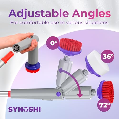Synoshi PRO Electric Spin Scrubber Extension Handle | Electric Bathroom Scrubber for Cleaning Extension Handle. Extends up to 29.5 Inch (75 cm)