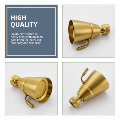 Angle Simple High Flow Shower Head Adjustable, G 1/2, Brushed Dark Gold | Brass, High Pressure Shower Sprayer for Outdoor, Adjustable Angle and Water Flow, No Flow Restrictor, Easy to Wash Clean - color: Brushed Dark Gold