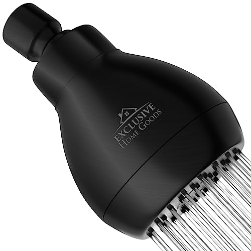High Pressure Shower Head - Powerful Deluxe Bathroom Showerhead with Strong Spray Stream and Small Silicone Nozzles - Universal Fit Works with High and Low Water Flow Showers (Matte Black)-1.8 GPM - color: Matte Black, size: 1.8 GPM