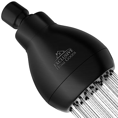 High Pressure Shower Head - Powerful Deluxe Bathroom Showerhead with Strong Spray Stream and Small Silicone Nozzles - Universal Fit Works with High and Low Water Flow Showers (Matte Black)-1.8 GPM - color: Matte Black, size: 1.8 GPM