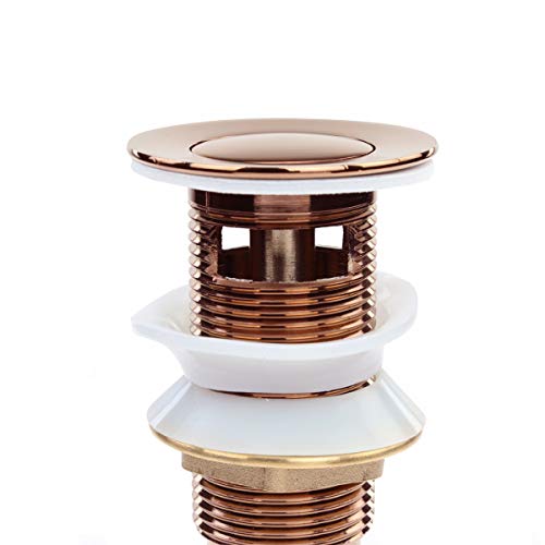 Renovators Supply Manufacturing Bathroom Sink Drain 1 1/4 in. OD Rose Gold Pop Up Sink Drain with Overflow