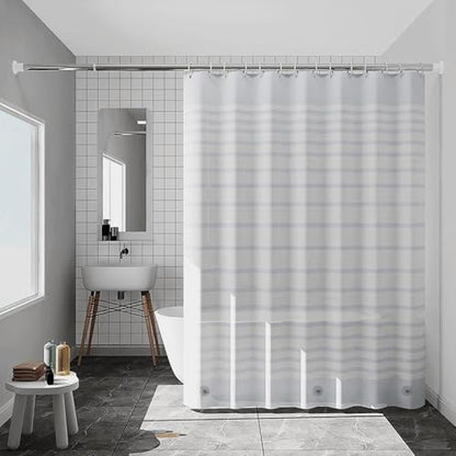 TIKABC Shower Curtain Liner, 4G PEVA Shower Liner, Plastic Waterproof Shower Curtains, 72x72 inch with Grommet Holes 3 Magnetic Weights - color: Horizontal Stripe