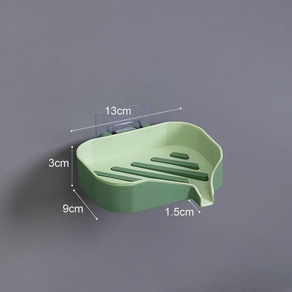 Double Layer Suction Cup Soap Holder Wall Mount No Drill Draining Soap Dish (Green) - color: Green