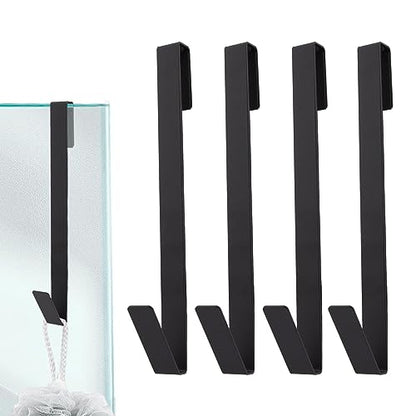 Extended Shower Door Hooks, 4 Pack Heavy Duty Stainless Steel No Drill Over Door Towel Hooks for Frameless Glass Shower Door, Bathroom Organizer (10 Inch) - size: 10 Inch