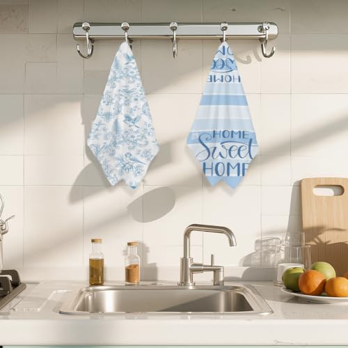 ZHAMEN Blue Floral Kitchen Towel Soft Absorbent Hand Tea Towels Set of 2 - color: Multi 1575