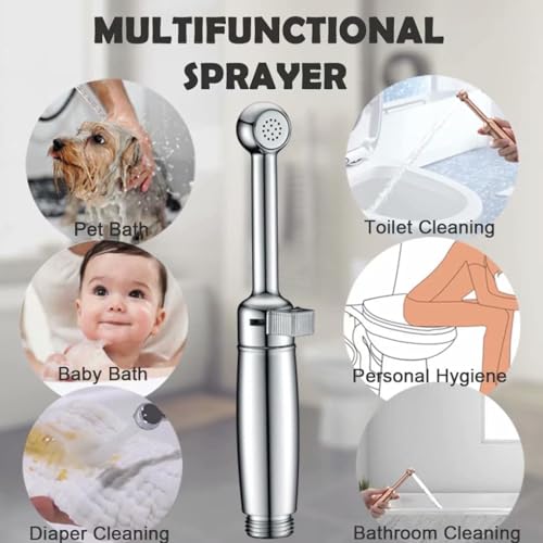SonTiy Handheld Bidet Sprayer for Toilet, Cloth Diaper Sprayer Set Hand Held Bidet Jet Spray for Toilet with Backflow Preventer, Adjustable Water Pressure Control, Brass 7.2" Hand Bidet Wand, Chrome - color: ‎Polished Chrome