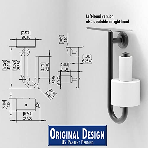 3-in-1 Stainless Steel Double Toilet Paper Holder with Heavy Duty Grab Bar and Top Shelf for Wet Wipes, Napkins, Phone, Pad. (White, Right-Hand) - color: White, size: Right-Hand