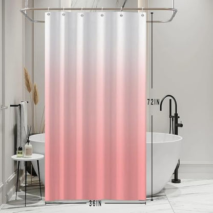 Ombre Pink Stall RV Shower Curtain with Hooks 36x72inches | Machine Washable Waterproof, Modern Solid Boho Gradient, Bathroom Dorm Hotel Room Divider, Easy to Install, Window Curtain - color: Pink, size: 36"W x 72"L (Pack of 1)