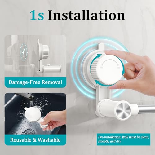 Towel Holder with Suction Cup,Adjustable Length Angle Towel Rack with Aluminum Rod,Sturdy and Reusable Wall Mounted Towel Bar for Bathroom,Kitchen,Porch-1 Pack （Single-Bar） - size: Single-Rod