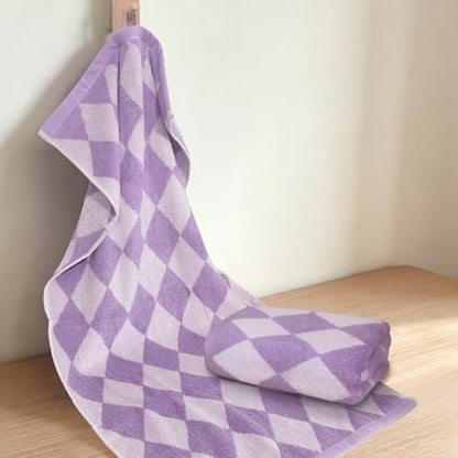 VOOVA & MOVAS Large Hand Towels Set of 2,68% Rayon from Bamboo, 32% Cotton,32x16 Inches,Super Absorbent Soft Quick Dry Towels for Bathroom Face,Lavender - color: Lavender Diamond
