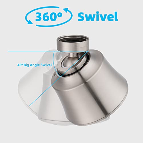 Kitchen Sink Faucet Head 4-Mode, 360° Swivel Faucet Aerator, Brushed Nickel | 55/64" Female Faucet Sprayer Head for Bathroom & Kitchen, Big Angle Rotating Metal Ball Joint, Extra 15/16" Metal Adapter - color: Brushed Nickel, style: 1 Swivel Joint