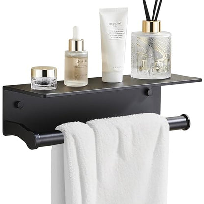 Black Paper Towel Holder Wall Mount with Thickened Shelf for Bathroom,Matte Black Adhesive Hand Towel Holder,Bathroom Kitchen RV - color: Black, size: Thick