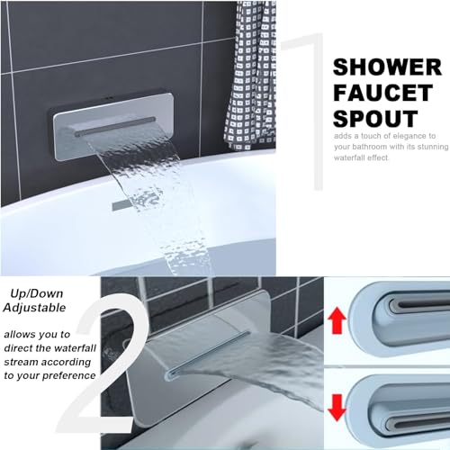 Enga Dual Shower Head System with Tub Spout, Ceiling Mount 10 Inch Shower Head with 6 Inch Wall Mount Shower Head, 4 Way Diverter Shower Faucet with 2 in 1 Handheld, Chrome - color: Chrome, style: Tub+10"+6" Head