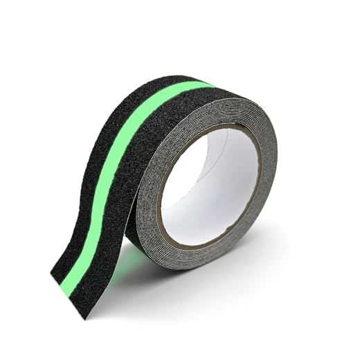 Anti Slip Tape with Glow in Dark, 2 inch x16.4ft Anti Slip Grip Tape for Stairs, Floors, Decks, Bathrooms & Outdoors, Waterproof PVC Non Skid Safety Tape with Glow at Night - size: 2 inches x 16.4 feet