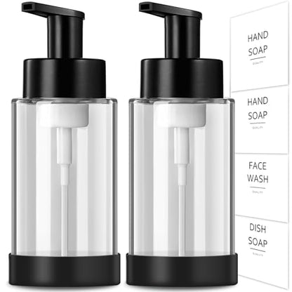 RYTOXILO Foaming Soap Dispenser, 10 oz/300ml Foaming Hand Soap Dispenser, 2 Pack Glass Dispenser with 2 Non-Slip Silicone Bottom Sleeve, Refillable Foam Dispenser for Bathroom & Kitchen - color: Clear Bottle, size: 10 Fl oz with Silicone Boot