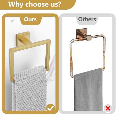 TQKAG 5-Pieces Brushed Gold Bathroom Hardware Accessories Set 23.6" SUS304 Stainless Steel Towel Bar Set Wall Mounted Square Toilet Paper Holder with Shelf - color: Brushed Gold, size: 5-Pieces Set-B