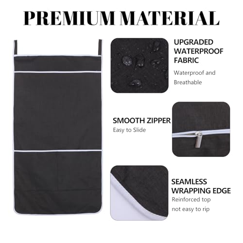 Black Hanging Laundry Hamper Bag, XL Door Hanging Hamper with Large Openging Laundry Hamper Storage Bag Large Size 36X22 Inch, Over Door Hamper