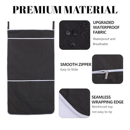Black Hanging Laundry Hamper Bag, XL Door Hanging Hamper with Large Openging Laundry Hamper Storage Bag Large Size 36X22 Inch, Over Door Hamper