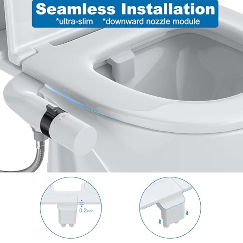 IDEALHOUSE Bidet Attachment for Toilet - Dual Nozzle Feminine Wash, Bidet Sprayer for Bathroom,Adjustable Water Pressure,Non-Electric Toilet Bidet for Bathroom Accessories(gloss black dial ring)