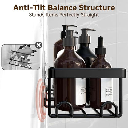 Shower Caddy Adhesive, Rustproof Shower Organizer, Wall Shower Rack | Large Capacity Shower Shelf for Inside Shower, No Drill Shower Storage, Shampoo Shower Holder, Black, 2 Caddies - color: Black