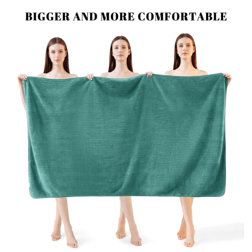 Bath Towels Set of 4 Extra Large 35 x 70 Inches,Luxury Thick High Absorbent and Quick Dry Bath Sheet,Ultra Soft Microfiber,Bathroom,Beach,Yoga,Sport,SPA,Fitness (Teal Green) - color: Teal Green, style: 4 Piece Bath Towels