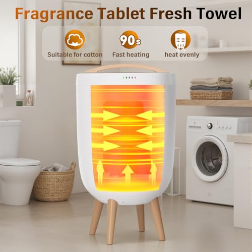 25L Towel Warmers for Bathroom, Luxury Rapid Heating Towel Warmer Bucket with Timer, Bluetooth Speaker, Mood Lights, Portable Removable Legs, Fits Two 40"x70", Blankets, Bathrobes
