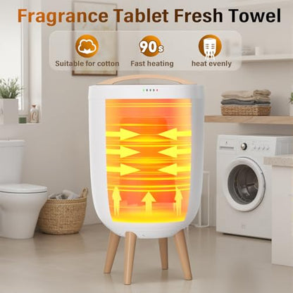 25L Towel Warmers for Bathroom, Luxury Rapid Heating Towel Warmer Bucket with Timer, Bluetooth Speaker, Mood Lights, Portable Removable Legs, Fits Two 40"x70", Blankets, Bathrobes