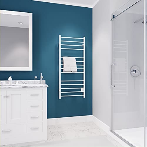 ANZZI Elgon 14 Bar Stainless Steel Wall Mounted Towel Warmer Rack in White | 14 Heated Bars Warm Up In Just 20 Minutes Additional Time, Maintains A Temperature Of 104 F 122 F For Quick Warming - color: White