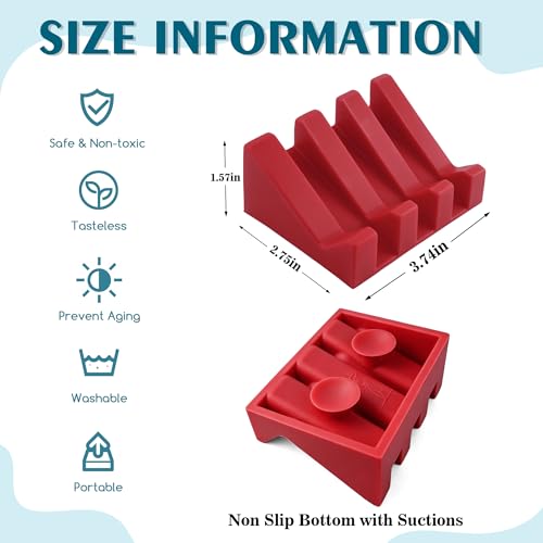 Soap Dish Holder for Shower with Suction Cup, Silicone Soap Holder & Saver Self-Draining Bar Soap Dish Keeps Soap Dry for Bathroom, Kitchen, Bathtub (Red+Deep Green,2-Pack) - color: Red+deep Green,2-pack