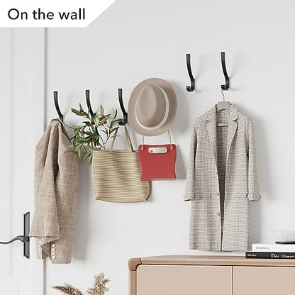 saffruff Wall Mount Coat Hooks, Heavy Duty Metal Hooks for Hanging Clothes, Backpack, Bag,Towel & Jacket, Strong 30 lbs Hold Closet Hanger, Black 4 Pack - size: 4 Pack