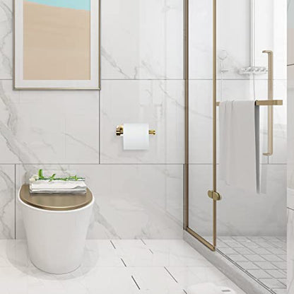 YIGII Adhesive Toilet Paper Holder - Self Adhesive Toilet Paper Roll Holder Wall Mount for Bathroom, Premium Thicken Brushed Brass Stainless Steel, Rustproof - color: Brass