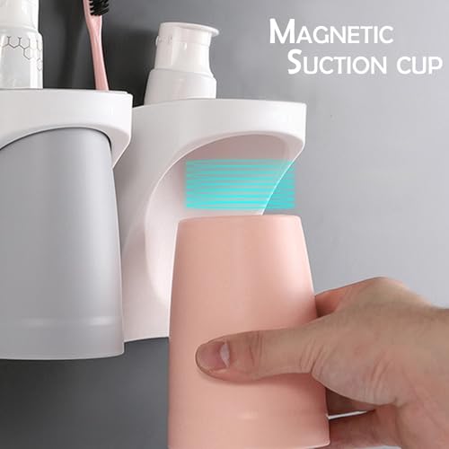 Toothbrush Holder Wall Mounted Suction Cup Set, sgzscl Bathroom Storage Organizer Space Saving for Family Members Father Mother and Son/Daughter (Noblewhite) - color: Noblewhite