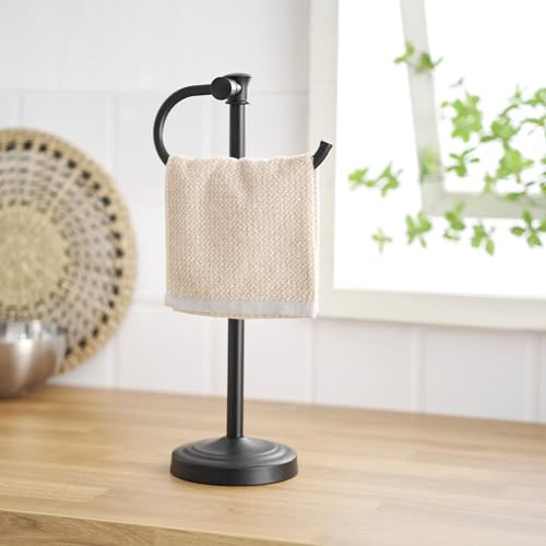 17 Inch Matte Black Stand Towel Bar Hanger Hand Towel Bar Bathroom Vanity Countertop Towel Holder Free Standing Stainless Steel Towel Ring Hardware Accessories Towel Rack - color: Matte Black