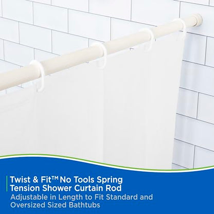 Kenney KN609L/87 Twist & Fit No Tools Spring Tension Standard Shower Curtain Rod with Non-Slip, Non-Scratch Ends, 42-72" Adjustable Length, Easy Install, Cream, 1" Diameter Rust Resistant Steel Tube - color: Alabaster
