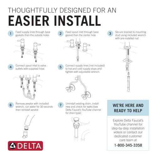 Delta Faucet Nicoli Widespread Bathroom Faucet Brushed Nickel, Bathroom Faucet 3 Hole, Bathroom Sink Faucet, Drain Assembly, Stainless 35849LF-SS - color: Stainless
