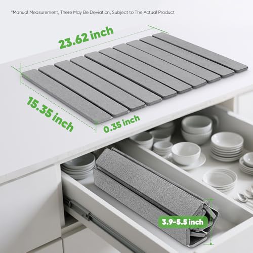 Stone Drying Mat for Kitchen Counter, Quick Diatomaceous Earth Mats for Dishes, 24"L x 16" W Super Absorbent Fast-Drying Collapsible Countertop Stone Mat (Light Grey, 24" x 16") - color: Light Grey